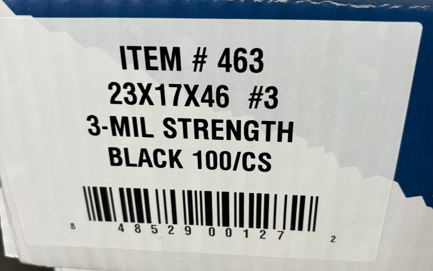 23X17x46 3-Mil Strength Black Trash Bag 100/Case $48.99