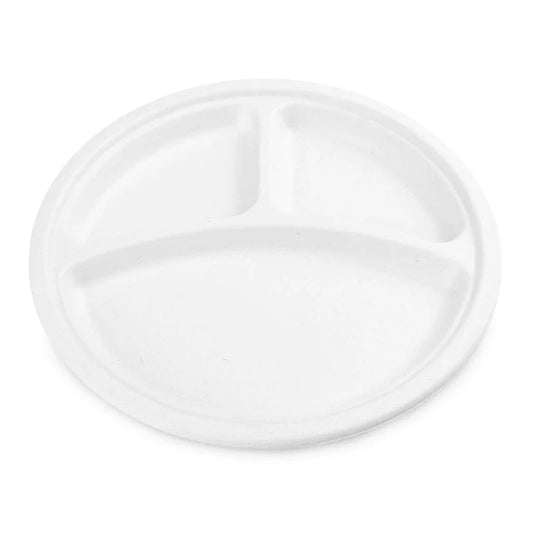 10" Fiber plate White 3 Compartments Microwavable 500 pcs $ 49.99