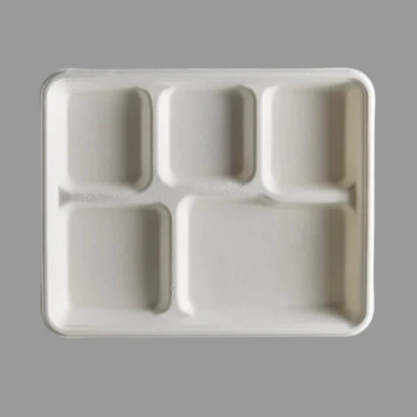 5 Compartment Biodegradable Shallow Meal Tray [500/Case]$99.99