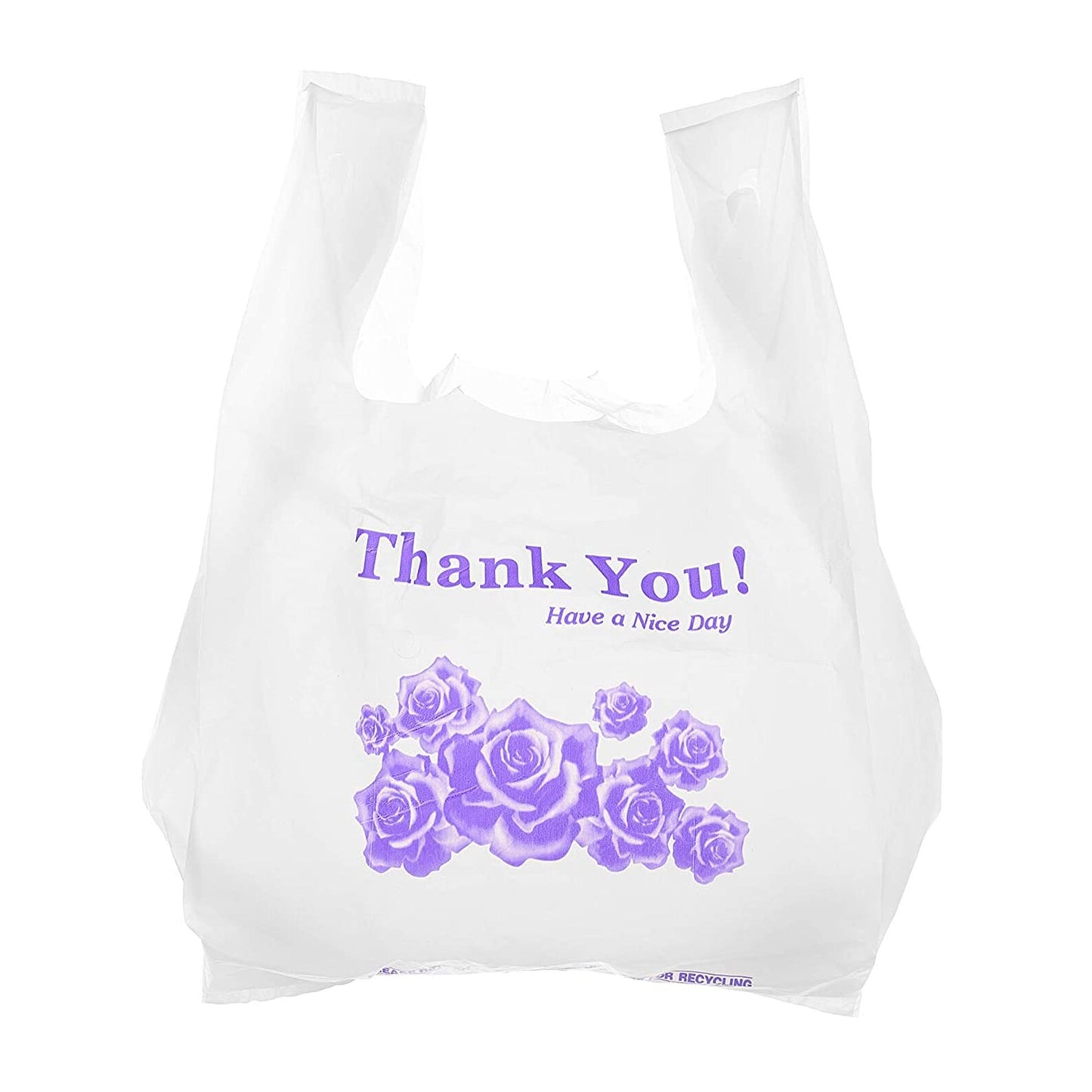 Plastic T-Shirt Bags With Flower Print - 1/6 Size [400pcs /Case]$13.99