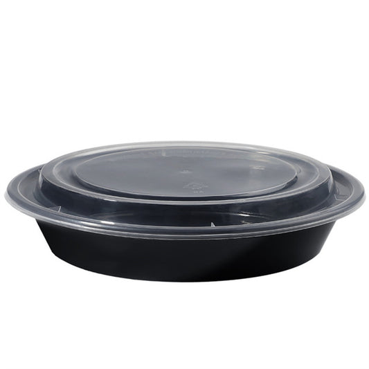 32 oz Round Black Container with Lid 150 pcs/case