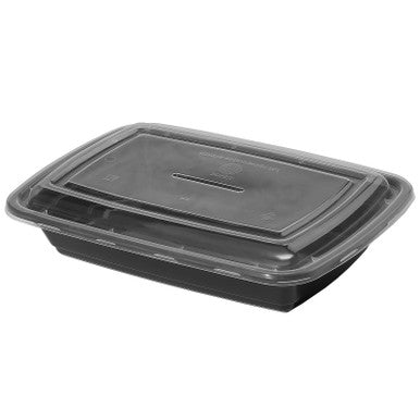 32 oz Rectangle Black Container with Lids 150 pcs/case