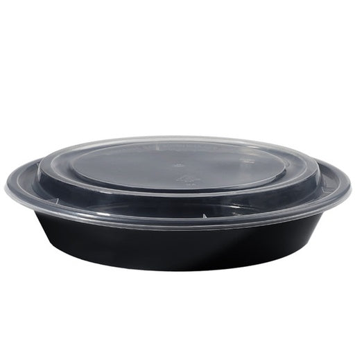 16 oz Round Black Container with Lid 150 pcs/case $24.99