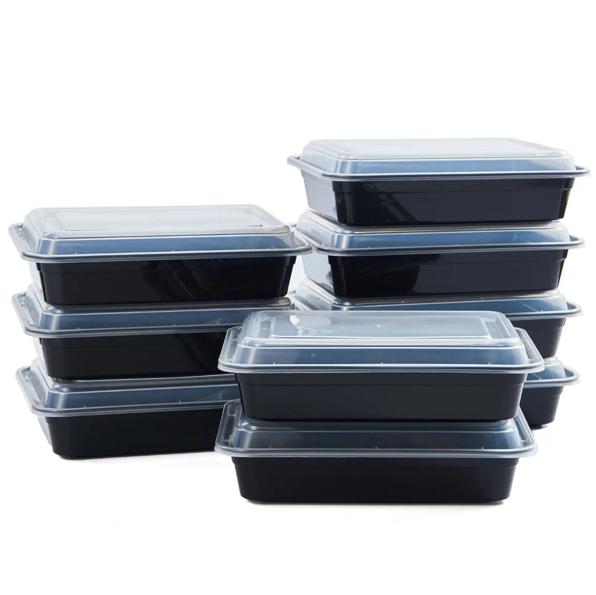 38 oz Rectangular Microwavable Black Containers with Clear Lids [150/Case] $38.99