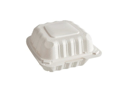 PP 6" x 6" Microwaveable Mineral-Filled Plastic Hinged Lid Containers, White [250 Pack] $27.99