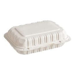 PP 9" x 6" Microwaveable Mineral-Filled Plastic Hinged Lid Container, White [150 Pack]$19.99