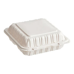 PP 9" x 9" Microwaveable Mineral Filled Plastic Hinged Lid Containers, White [150 Pack] $30.99