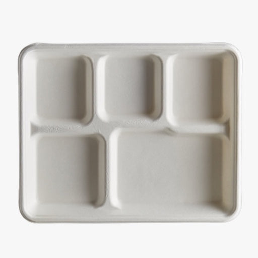 5 Compartment Biodegradable Shallow Meal Tray [500/Case]$99.99