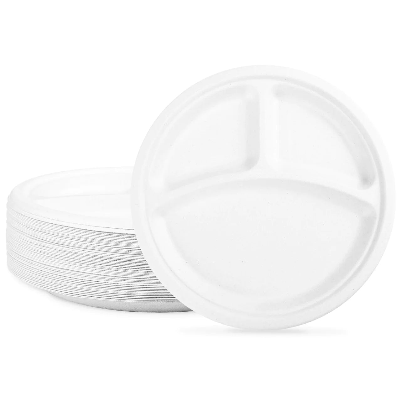 10" Fiber plate White 3 Compartments Microwavable 500 pcs $ 59.99