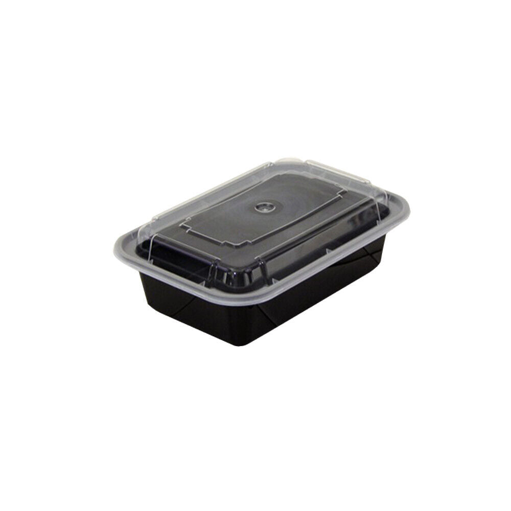 16 oz Rectangular Black Container with Lid 150 pcs/case$25.99